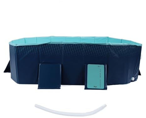 Mrisata Large Foldable Dog Pool Hard Plastic Peel Portable Swimming Pool Foldable Dog Bathtub for Cats and Children Pet Puppy Bathing Tub (1.85m/6.1ft)