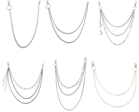 Hosenkette: 6 Stück Jeans Ketten, Jeanskette, Hosenkette Herren, Hosen Kette, Punk Hip Hop Kette für Jeans, Gürtel, Tasche, Brieftasche, Langlebiges Metall Schmuck