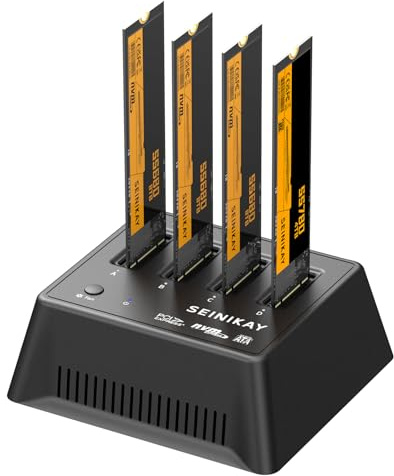 SEINIKAY M.2 NVMe & SATA SSD Docking Station con ventola, alloggiamento SSD SATA Dual NVMe senza attrezzi con indicatore luminoso, velocità 10 Gbps