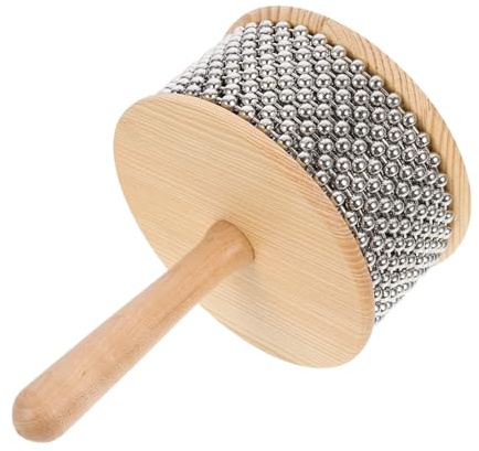 STOBAZA Creative Metal Percussion Cabasa Wooden Handle Musical Plaything for Sensory Development Hand-eye Coordination Training Sound for Parties and Festivals