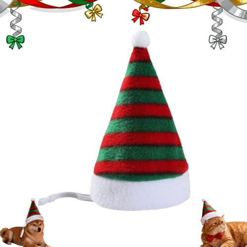 Generisch Weihnachtsmütze für Haustiere,Nikolausmütze Hund und Katze, Verstellbare Weihnachtsmütze für Hunde und Katzen, Santa Mütze Hunde und skostüm Katzen, Weihnachtsmann Mütze für Haustiere