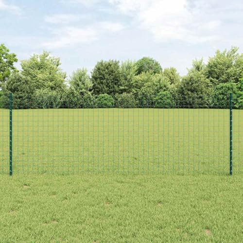 Solivagant Clôture avec Poteau Vert 0,8 x 10 m Acier et PVC,(10.44 KG)
