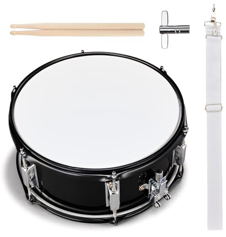 12 x 5.5 inches Snare Drum, Marching Snare Drum Kit with a Pair of Drumsticks, Drum Key and Adjustable Strap for Students, Beginners & Band (black)