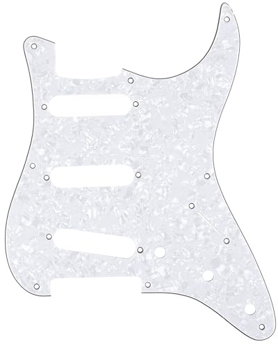 Musiclily Pro 8 Löcher 50s 57 Vintage SSS Schlagbrett 4 lagig White Pearl | für American Strat Style E-Gitarre