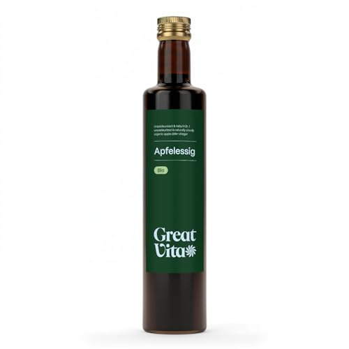 MeaVita Vinagre de Sidra Orgánico de Manzana, naturalmente turbio y sin filtrar con nuez de vinagre, 1 paquete (1 x 500 ml)