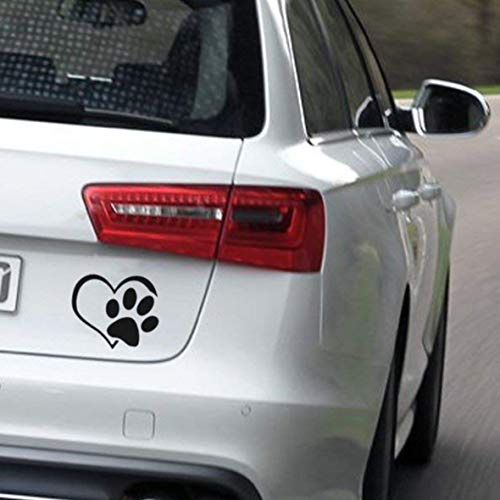 Auto Aufkleber Autoaufkleber Hunde Katze Pfoten Pfotensticker mit Herz für Autos Waschstraßentauglich! Schwarz