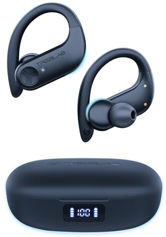TREBLAB X3 Pro - Sports Wireless Ear Buds Bluetooth - Comfortable Workout Headphones with Secure Ear Hooks, 12H Long Battery Life, IPX5 Sweatproof Earphones, Noise Isolation Over Ear Earbuds