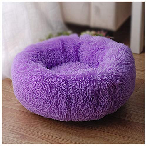 GUOCU Haustierbett Hundesofa Katzensofa Donut Kuschelnest Warmes Weiches Plüsch Hundekörbchen Hundesofa Mit Rutschfestem Boden Für Kleine Mittelgroße Haustiere,Lila,5XL:120cm