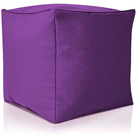 Green Bean Sitzsack-Hocker 40x40x40cm mit EPS-Perlen Füllung - Fußhocker Fußkissen Sitz-Pouf für Sitzsäcke - Bodenkissen für Kinder und Erwachsene - Fußablage Sitzkissen Sitzhocker Lila