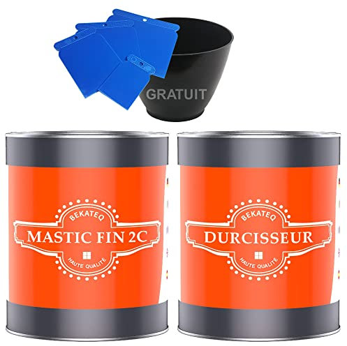 BEKATEQ Mastic fin BK-110EP 2C Résine époxy 6 kg Mastic pour plancher, voiture, bateau I Remplir fissures et trous I Durcissement rapide, Résistant à l'eau, Extensible à 0 I Kit d'outils inclus