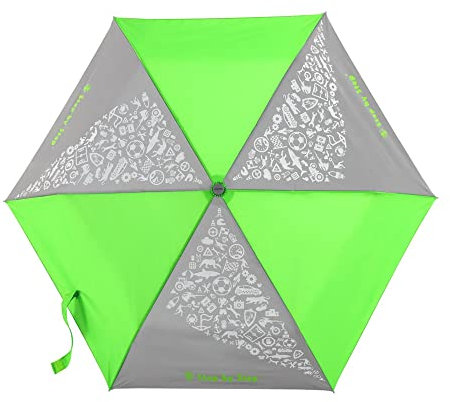 Step by Step Regenschirm Neon Green, neongrün, Doppler für Kinder, mit Neon Fabric und reflektierendem Print, inkl. Tasche und Handschlaufe, für die 1. bis 4. Klasse