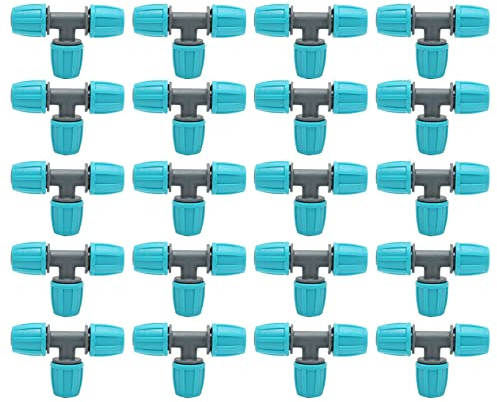 20 Pièces Raccord en T 16mm, Raccord Tuyau Goutte a Goutte 16mm, Raccords Irrigation, Arrosage Tuyau 16 Connection, pour Irrigation Goutte-à-goutte, Connexion 3 Voies Étanche