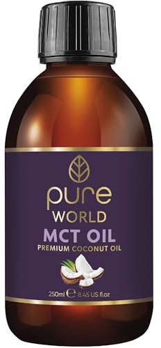 Pure World Natural MCT Coconut Oil 250ML 100% Pure and Undiluted. Premium Quality MCT Oil. Natural C8 & C10 Vegan