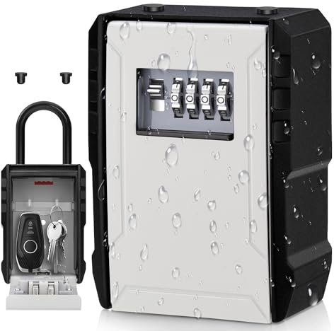 NEWIROVE Groß Schlüsseltresor Wandmontage & Hängend Schlüsselkasten mit Zahlencode Wetterfest Schlüsselsafe Aussen für Haus Schlüssel,ID -Karte, Haus, Garagen, Schule.Grau