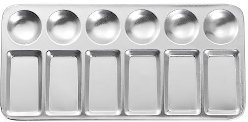 QUARKZMAN Pintura Paleta Bandeja 9 x 4.3 12 Pozos Aluminio Rectángulo Pintura Mezcla Paleta para Acrílico Óleo Acuarela Artista Bricolaje Pintura
