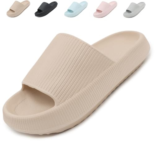 Uniuni Claquettes Femme Sandales Homme Confortables Pantoufles Antidérapant Léger Cloud Slides Soft Chaussures de Maison Piscine Plage Kaki 40/41