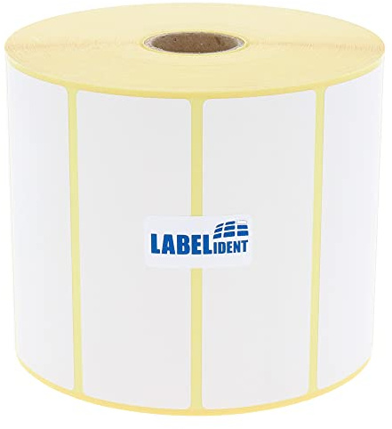 Labelident Thermoetiketten 90 x 20 mm - 3.200 Etiketten auf Rolle | thermodirekt bedruckbar, selbstklebend und stark permanent haftend für Thermodrucker