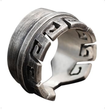 KONFEN Ring Verstellbar Silber Herren, Fidget Ring Indianer Feder Ringe Offen Verstellbare Men, Viking Zeigefinger Ringe Fußringe Zweifingerring Vintage Schmuck für Männer Herr Man Frauen Unisex