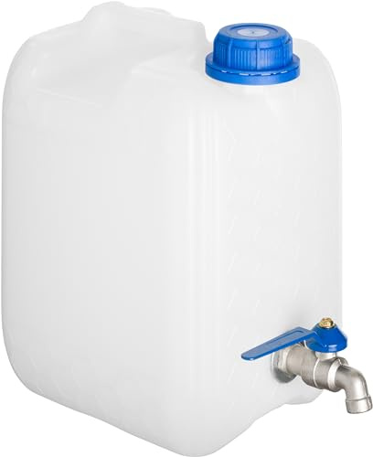 Wasserkanister 5 L mit Metallhahn BPA-frei Trinkwasserkanister Made in EU | Robuster Wassertank mit verzinktem Zapfhahn – ideal für Camping, Camper, Wohnmobil, LKW, Outdoor & Trinkwasser