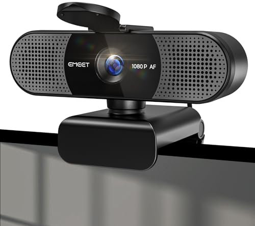 EMEET HD Webcam - C960 AF 1080P Webcam mit Objektivabdeckung & Dual Mikrofon, 360 ° Streaming Kamera mit PDAF Automatische Lichtkorrektur, Plug & Play, Webcam Ideal für Linux, Win10, Mac OS