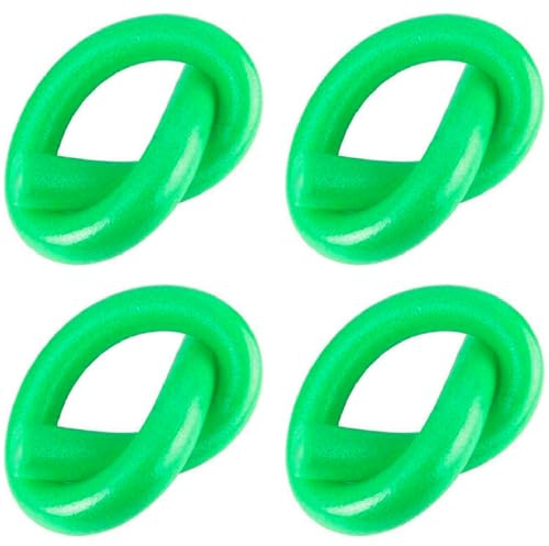 Tradineur - Confezione da 4 churros per nuoto, galleggiante, bastone, tubo in schiuma, per piscina, spaghetti in schiuma, 6,5 x 150 cm, colore: verde