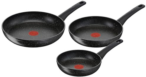 Lagostina Cucina Facile, Set padelle Antiaderenti Ø cm 20-24 - 28, 3 Pezzi, Batteria di Pentole Gas e Forno, Indicatore Cottura Thermo-Signal, Manici Ergonomici