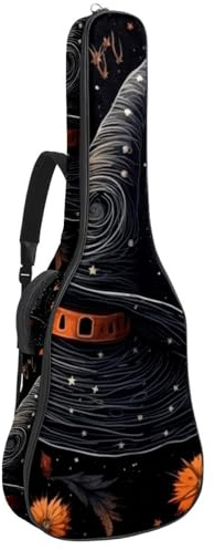 Bassgitarrentasche mit Kunst Halloween Hexenhut 85, Akustikgitarrentasche 101,6 cm E-Gitarrenkoffer, wasserdichte Oxford E-Gitarre Gigbag für akustische klassische Gitarre, Ukulele, Kunst Halloween