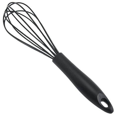 26 cm Silikon-Ballon-Schneebesen, perfekt für antihaftbeschichtetes Kochgeschirr, Milch- und Eierschlägelmischer, Schlagen, Aufschäumen und Rühren (schwarz)