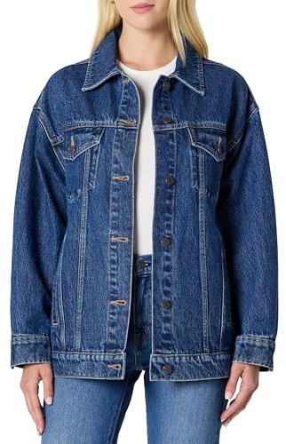 Amazon Essentials Chaqueta Trucker Vaquera con Bolsillos Mujer, Azul Medio Vintage, XXL