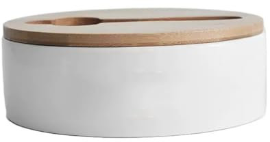 ADERFETBI Mantequillera Nueva Caja de Mantequilla Redonda con Tapa, Plato de Mantequilla de Gran Capacidad con Cuchillo, Caja de Mantequilla de cerámica de Estilo Occidental Butter Dish