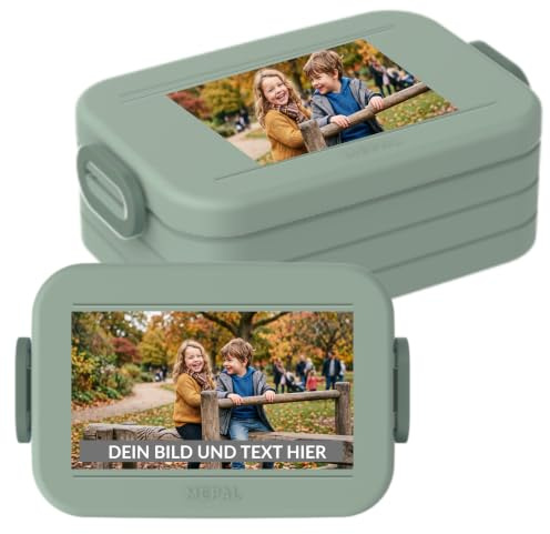 Mepal Brotdose mit Namen To Go - Personalisierte Lunchbox - Geeignet für bis zu 4 Butterbrote - Brotbox Erwachsene - BPA-frei & Spülmaschinenfest - 900 ml - Midi - Nordic sage