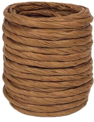 ALLWSLucky 12M Cinta de Papel Rafia, 4 mm Cuerda de Papel Natural, Cuerda Rafia Natural Para Envoltura De Regalos, Artesanía de Bricolaje, Decoración, Floristería (Café, 1 pcs)