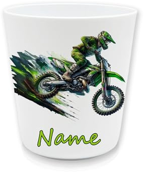 Kinderbecher Kunststoff Motocross mit Namen | personalisiert, Trinkbecher für Kinder, Zahnputzbecher, BPA frei