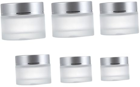 SHERCHPRY 6pcs Reusable Glass Storage Bottles Empty Cosmetic Makeup Travel Cream Lotion Holders Sample Containers