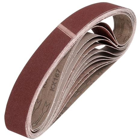 QUARKZMAN 38mm x 762mm Nastri Abrasivi, 10Pz 180 Grana Carta Vetrata per Levigatrice Ossido di Allumina Per Lavorazione Legno, Lucidatura Metalli, Affilatura Coltelli