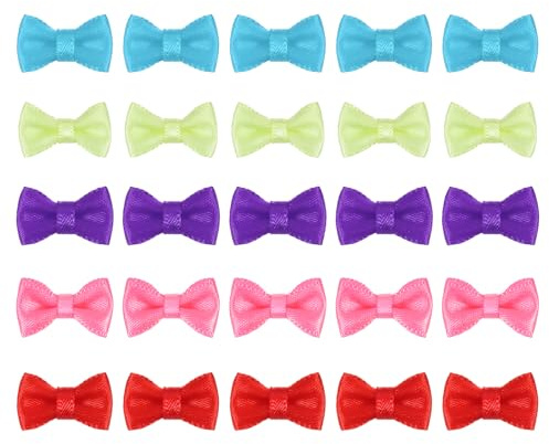 QUARKZMAN 50 Stück Satinschleifen 1,8x1cm Mehrfarbig Schleife | Kleine Geschenkschleifen, Mini Satinband, Schleifenband Schleifen für DIY Handwerk, Nähen, Hochzeit, Dekorationen