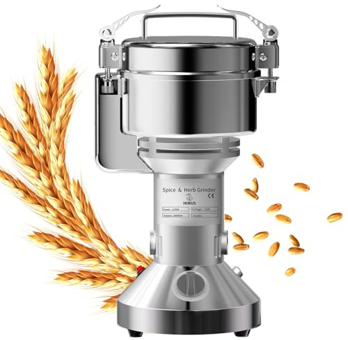 Electric Grain Mill 300g, Flour Grinder Mill Stainless Steel for Home, Counter Grain Grinder for Wheat, Rice, Wheat Berry, Corn, Herbs, Spices