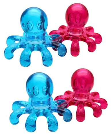 INOOMP 4 pièces Masseur de Tête Professionnel Massage Crânien Relaxant Antidérapant Outil Portable pour Chevelu et Soulagement Du Stress Accessoires Tête Bleue et Rouge