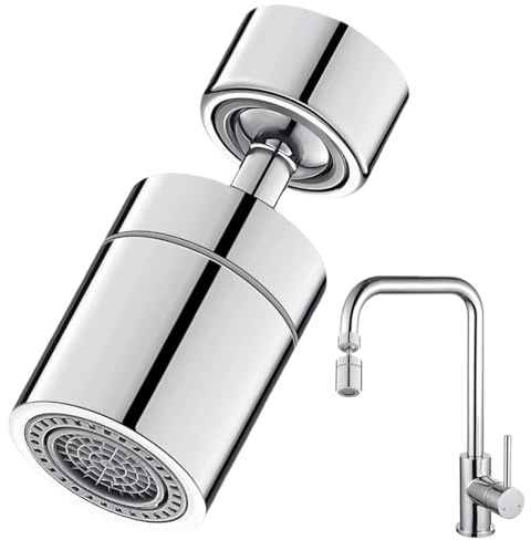 Aeratore Rubinetto Cucina, 360° Girevole Prolunga Rompigetto Rubinetto con 2 Modalità Aeratore Filtro Antispruzzo, Accessorio Facile Installazione, Filtro Antispruzzo