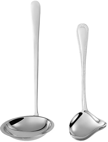 Lot de 2 louches à sauce, cuillère à sauce, avec bec verseur, de service, cuillère soupe en acier inoxydable pour, mini punch, ustensile cuisine
