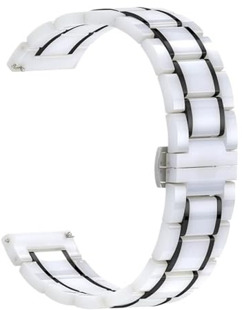Keramiskt klockband med snabbkoppling justerbart spänne Universalrem for män kvinnor(Black and white,24mm)