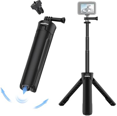 Mini treppiede ad Apertura Automatica,Portatile Treppiede per DJI/GoPro,Trasformabile in asta per Selfie Stick,con Adattatore GoPro e vite da 1/4,Tripod Action Cam Compatibile con DJI Osmo e Insta360