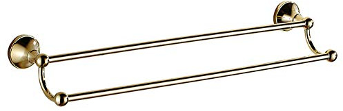 BOATX Retro Bad Doppel-Handtuchhalter,Wand-Handtuchstangen,60cm,Doppelschicht,Badetuchstange Badezimmer Badetuchhalter aus Messing (Gold)