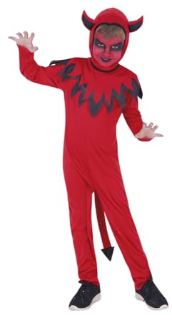 Rubies Costume Piccolo Diavolo per bambino e bambina, Tuta e coda con cappuccio, Ufficiale, Diavolos, Demoni per Halloween, Feste e Cosplay