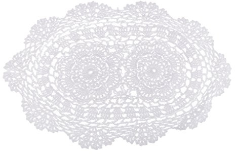 D DOLITY Formes Ovales Blanc Coton Au Crochet Dentelle Napperon Napperons Napperons Mat