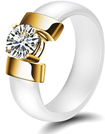 PAURO Keramisk Zirkon Ringar, Smycken Dam, Förlovning Bröllop Bandring, Keramik