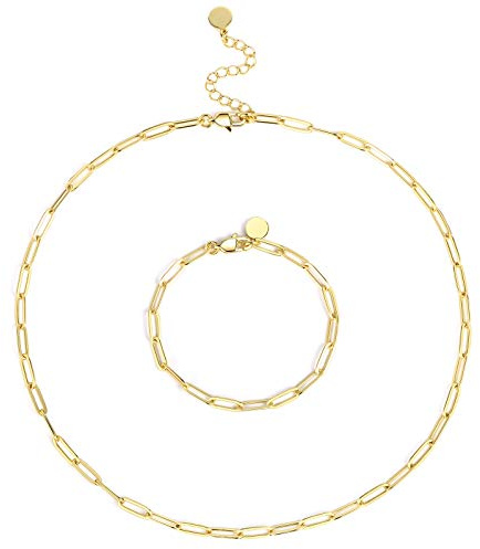 ALEXCRAFT Gold Kette Edelstahl Stapelbare Flachkette Halskette für Damen | Verstellbares Kette Gold Halskette Edelstahl wasserdicht Armband Hakenverschluss für DIY Schmuckherstellung für Damen Frauen