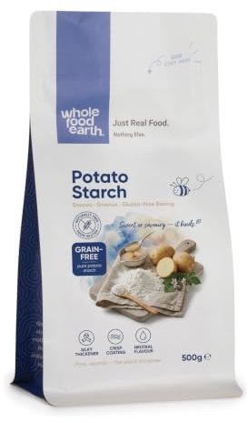 Almidón de patata Wholefood Earth, sin OMG, vegano, sin lácteos, sin azúcar añadido, 500 g