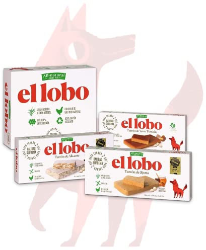 EL LOBO - Pack Familiar All-Natural Contiene Turrón Blando Jijona 250G, Turrón Duro Alicante 250G y Turrón Blando Yema Tostada 200G, Almendra, Total 700 G - Desde el Almendro a tu Mesa