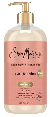 Shea Moisture Shampoo Coconut and Hibiscus, for Thick, Curly Hair, to Cleanse & Hydrate, 24 Fl oz